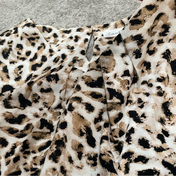 Calvin Klein Leopard Print Cap Sleeve Blouse Size 2X - Picture 5 of 10
